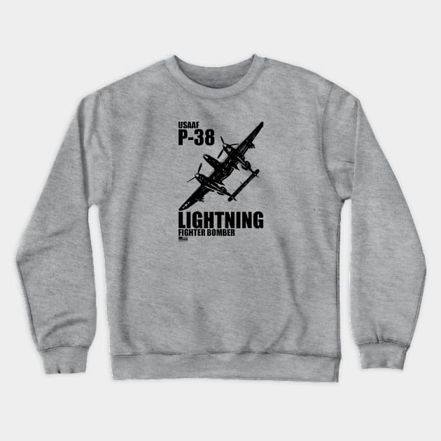 P-38 Lightning Crewneck Sweatshirt by Tailgunnerstudios